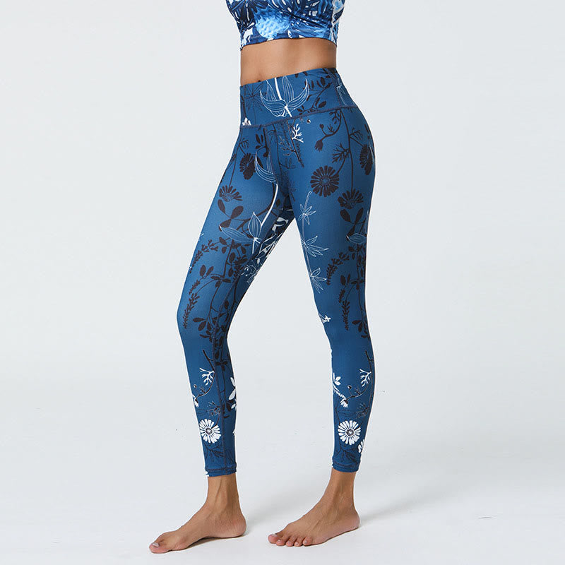 Pantalones de yoga para mujer con estampado de Buddha Stones, flores, hojas, dientes de león, piñas, deportivos, Fitness, cintura alta - image 14