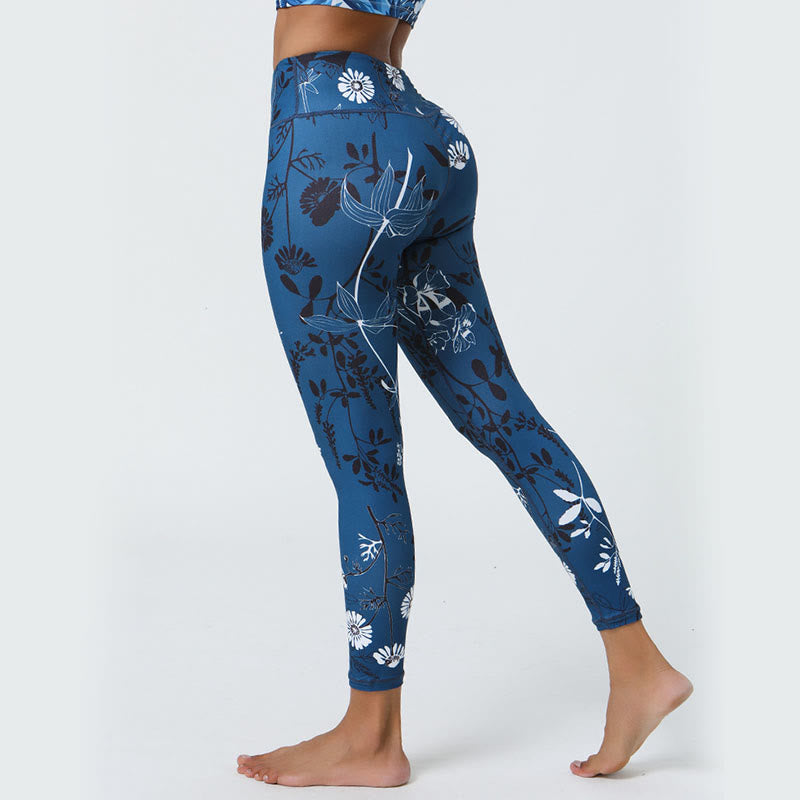 Pantalones de yoga para mujer con estampado de Buddha Stones, flores, hojas, dientes de león, piñas, deportivos, Fitness, cintura alta - image 15