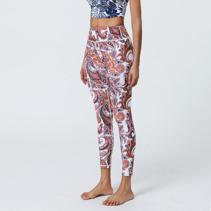 Leggings de cintura alta para mujer con estampado de Buddha Stones, flores, plumas, sol y luna, ideales para deportes, fitness y yoga. - Patrón blanco y rojo - US12，UK/AU16，EU44 (XL) - image 16