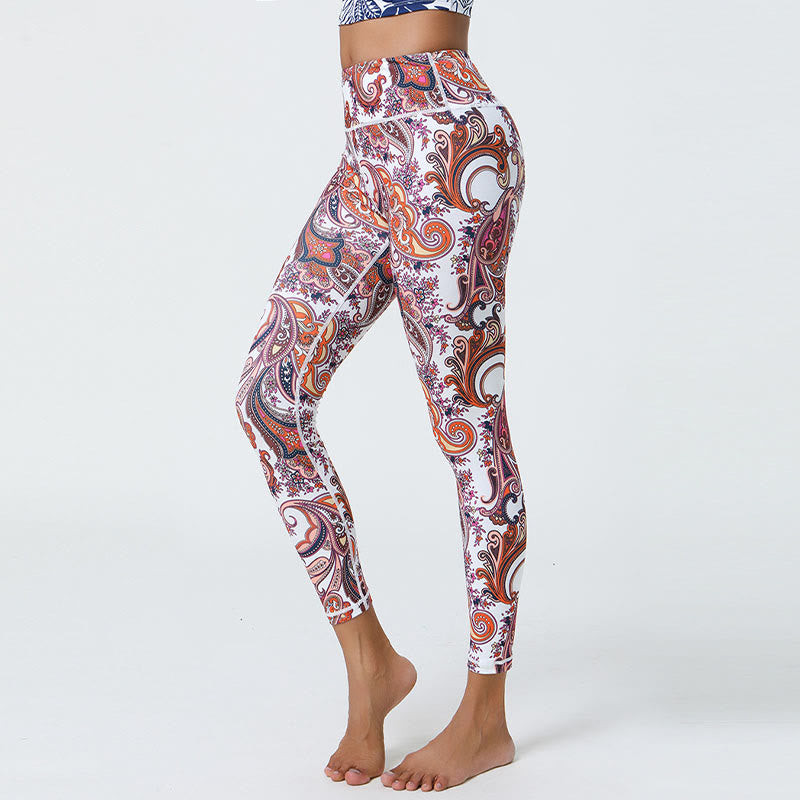 Buddha Stones flores plumas sol luna impresión deportes fitness yoga cintura alta polainas pantalones de mujer - image 18