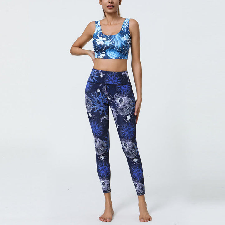 Leggings de cintura alta para mujer con estampado de Buddha Stones, flores, plumas, sol y luna, ideales para deportes, fitness y yoga. - image 13