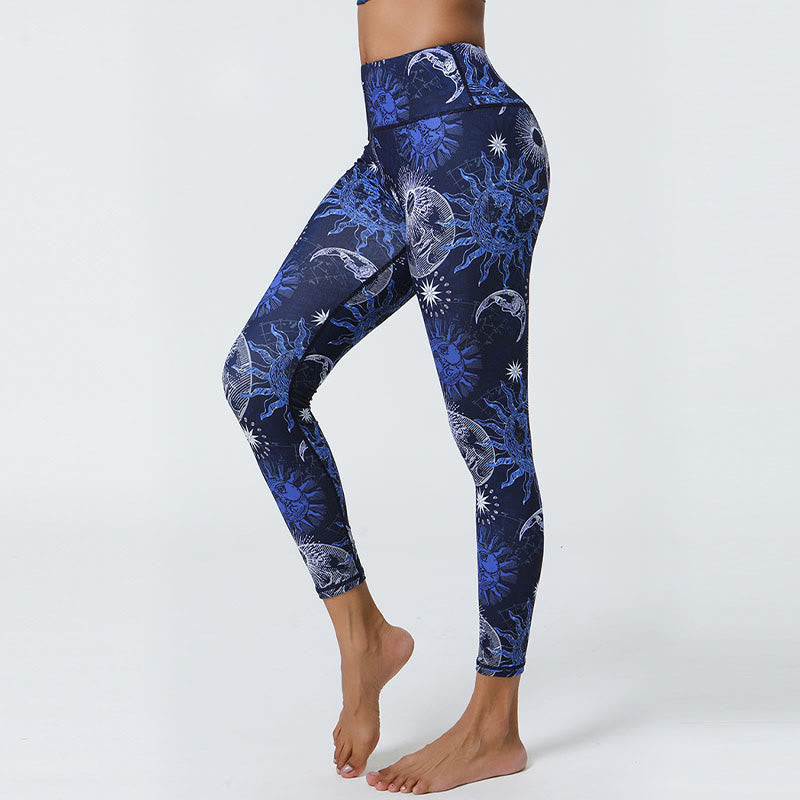 Leggings de cintura alta para mujer con estampado de Buddha Stones, flores, plumas, sol y luna, ideales para deportes, fitness y yoga. - image 11