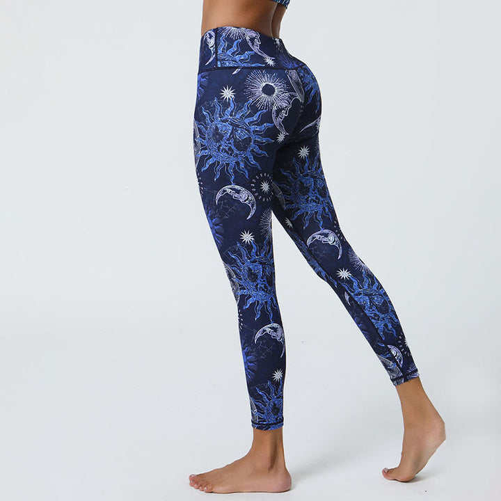 Leggings de cintura alta para mujer con estampado de Buddha Stones, flores, plumas, sol y luna, ideales para deportes, fitness y yoga. - image 12
