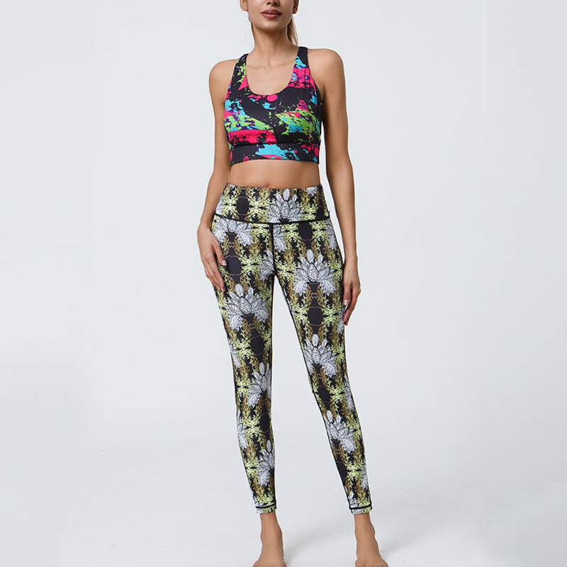 Buddha Stones flores geométricas mandalas impresión deportes fitness yoga cintura alta polainas pantalones de mujer - image 20