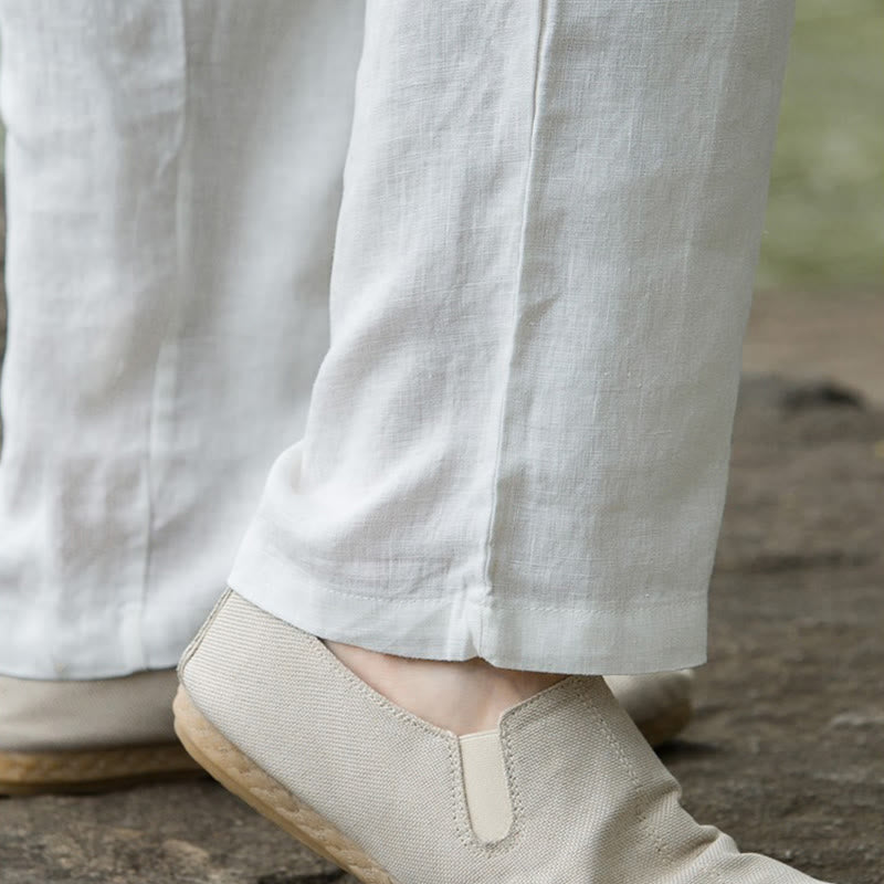 Pantalones anchos de lino y algodón de color liso con bolsillos para hombre Buddha Stones - image 19