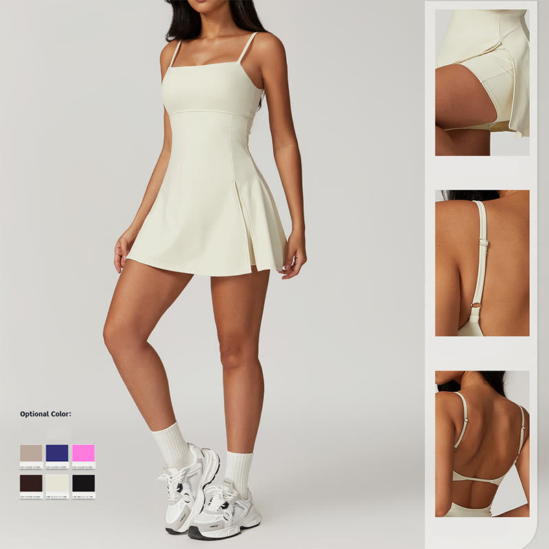 Vestido deportivo para mujer con Buddha Stones , liso, sin espalda, tenis, yoga - image 4