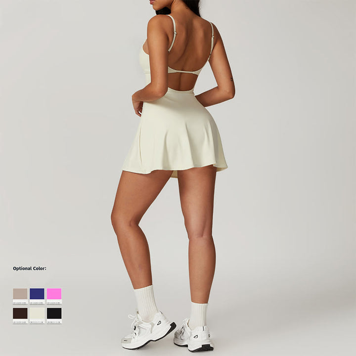 Vestido deportivo para mujer con Buddha Stones , liso, sin espalda, tenis, yoga - image 7