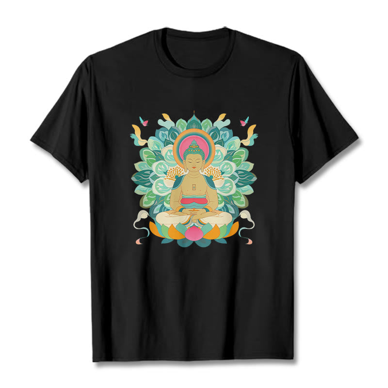 Camiseta de Loto Mariposa de Piedras de Buda Inspirada en Buda - Negro - 2XL - image 3