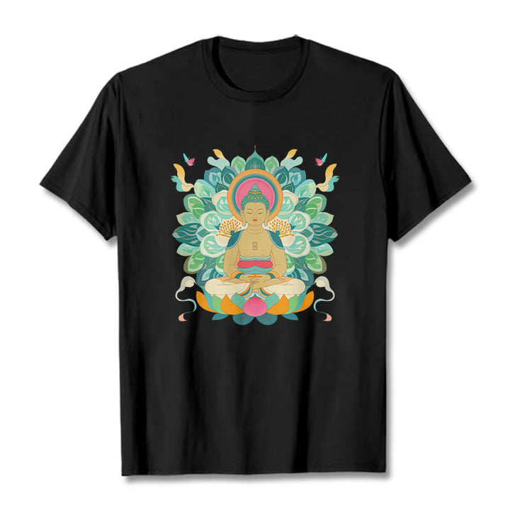 Camiseta de Loto Mariposa de Piedras de Buda Inspirada en Buda - Negro - 2XL - image 3