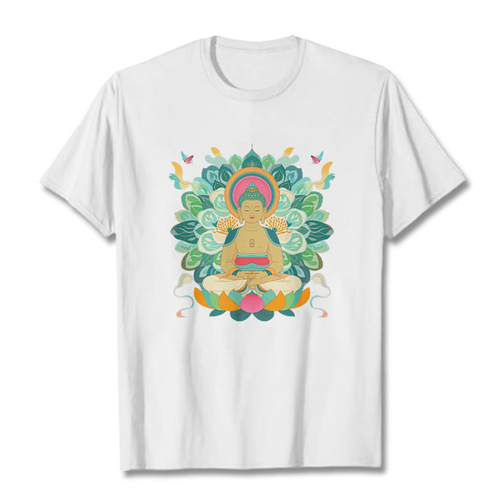 Camiseta de Loto Mariposa de Piedras de Buda Inspirada en Buda - Blanco - 2XL - image 1