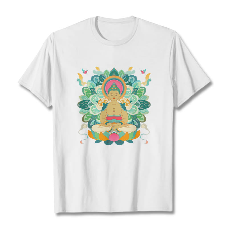 Camiseta de Loto Mariposa de Piedras de Buda Inspirada en Buda - Blanco - 2XL - image 0