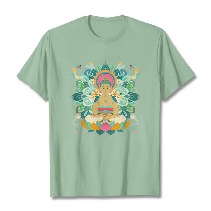 Camiseta de Loto Mariposa de Piedras de Buda Inspirada en Buda - Verde pálido - 2XL - image 13