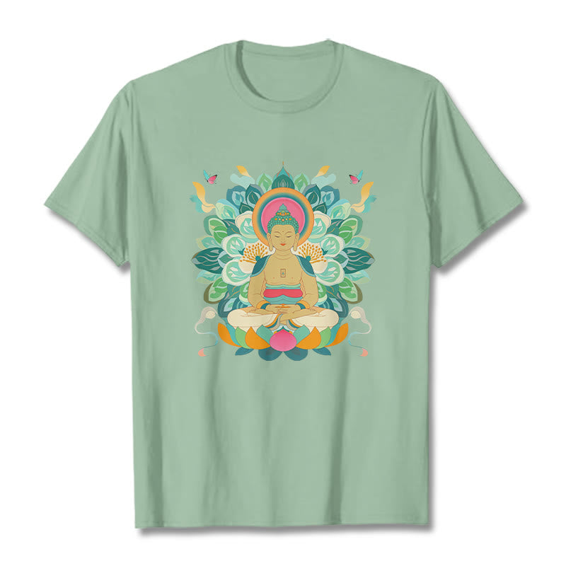 Camiseta de Loto Mariposa de Piedras de Buda Inspirada en Buda - Verde pálido - 2XL - image 14