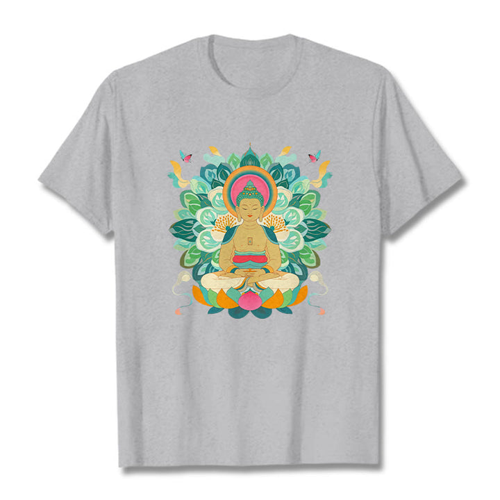 Camiseta de Loto Mariposa de Piedras de Buda Inspirada en Buda - Gris claro - 2XL - image 18