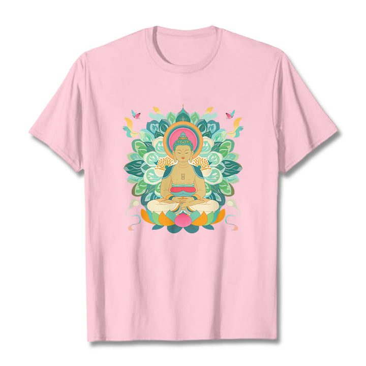 Camiseta de Loto Mariposa de Piedras de Buda Inspirada en Buda - Rosa claro - 2XL - image 12