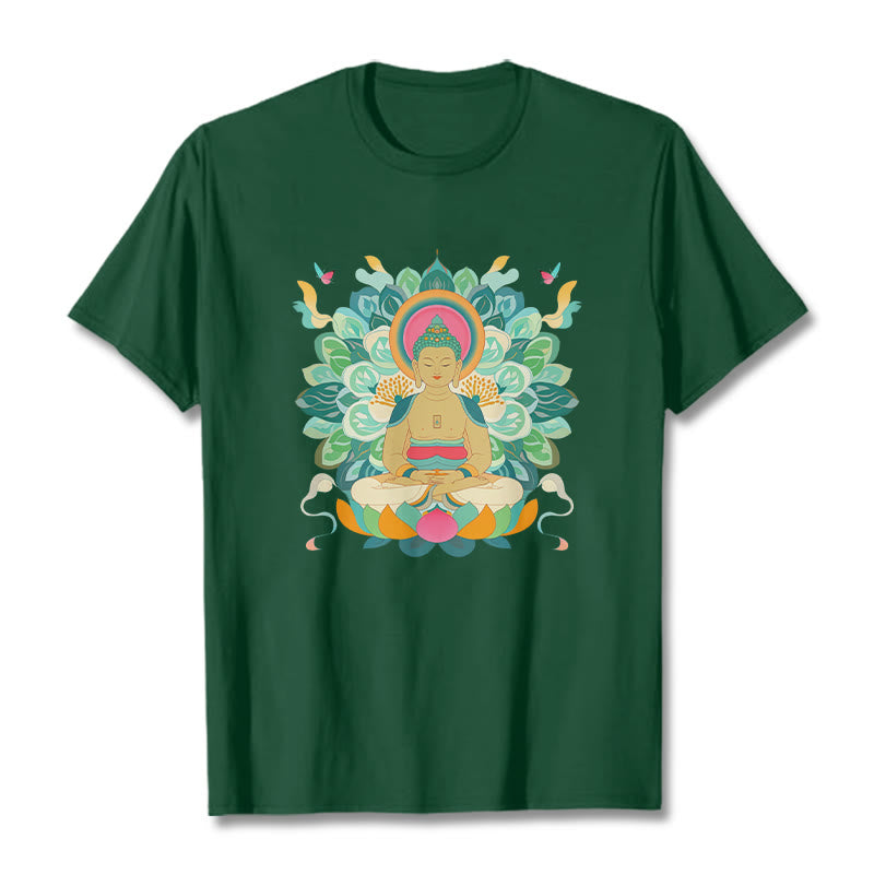 Camiseta de Loto Mariposa de Piedras de Buda Inspirada en Buda - Verde bosque - 2XL - image 9