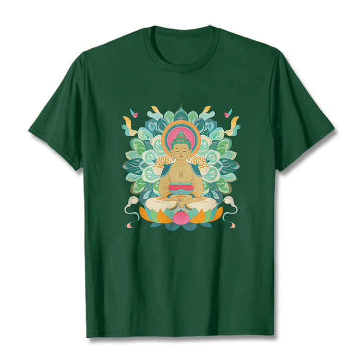 Camiseta de Loto Mariposa de Piedras de Buda Inspirada en Buda - Verde bosque - 2XL - image 9