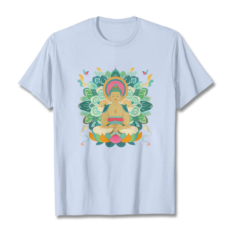 Camiseta de Loto Mariposa de Piedras de Buda Inspirada en Buda - Cian claro - 2XL - image 17