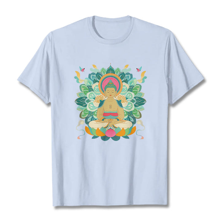 Camiseta de Loto Mariposa de Piedras de Buda Inspirada en Buda - Cian claro - 2XL - image 17