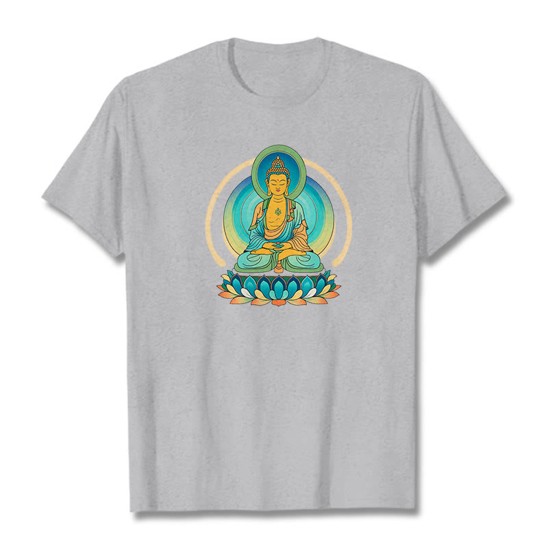 Camiseta de Buda con piedras de loto - Gris claro - 2XL - image 19