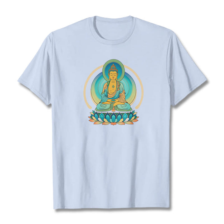 Camiseta de Buda con piedras de loto - Cian claro - 2XL - image 17