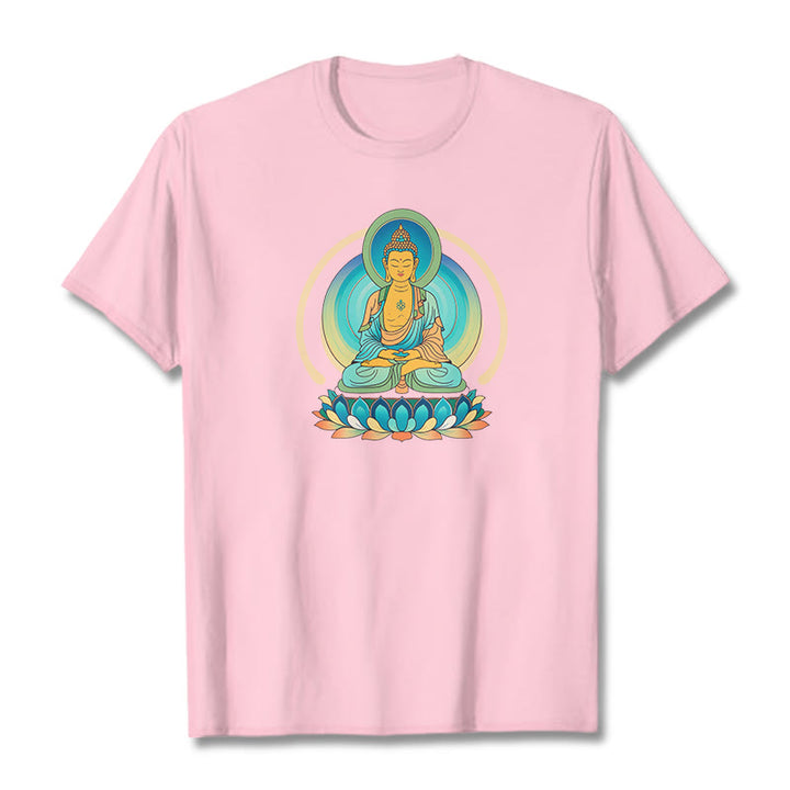 Camiseta de Buda con piedras de loto - Rosa claro - 2XL - image 12