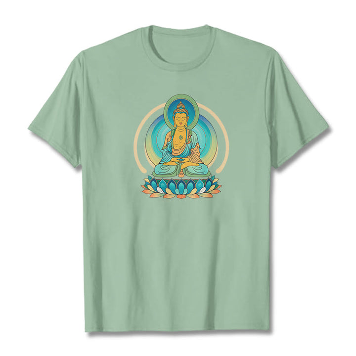 Camiseta de Buda con piedras de loto - Verde pálido - 2XL - image 13