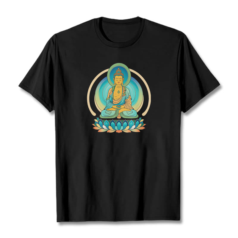 Camiseta de Buda con piedras de loto - Negro - 2XL - image 5