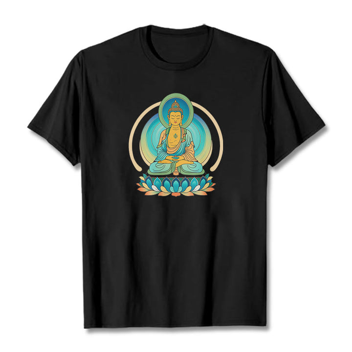 Camiseta de Buda con piedras de loto - Negro - 2XL - image 5