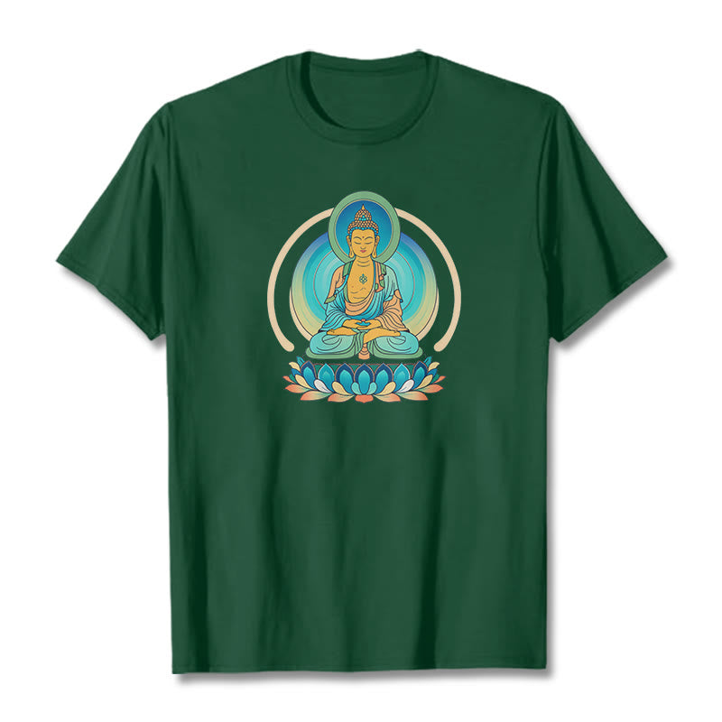 Camiseta de Buda con piedras de loto - Verde bosque - 2XL - image 9