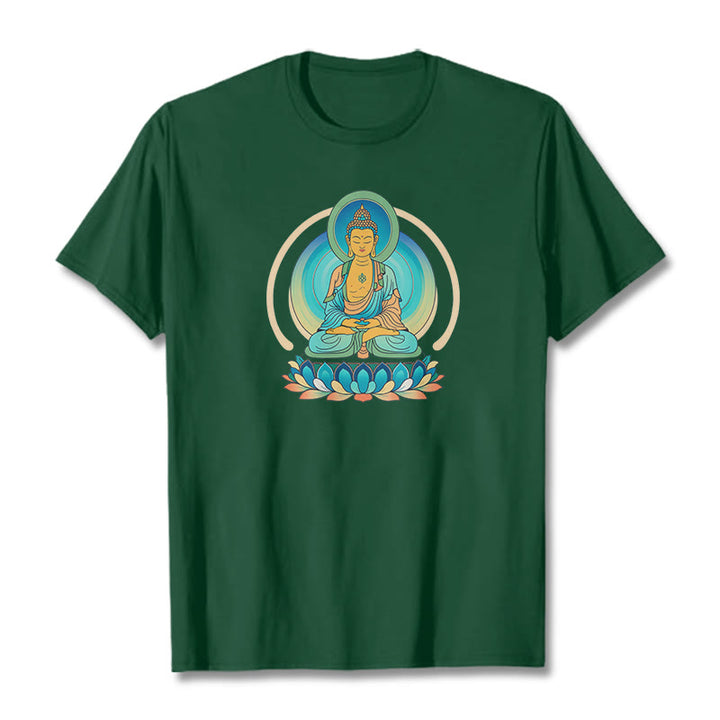 Camiseta de Buda con piedras de loto - Verde bosque - 2XL - image 9