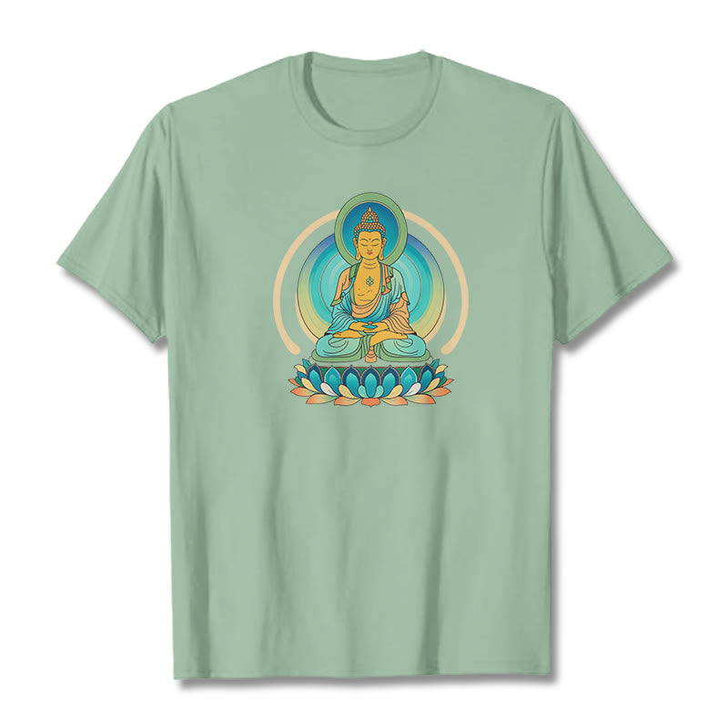 Camiseta de Buda con piedras de loto - Verde pálido - 2XL - image 14