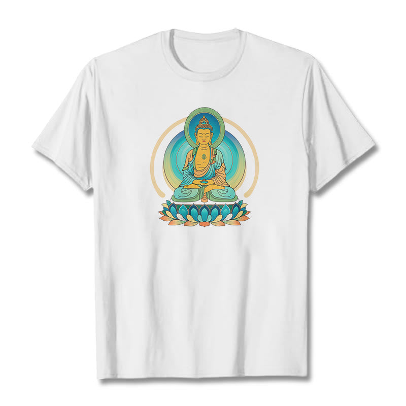 Camiseta de Buda con piedras de loto - Blanco - 2XL - image 2