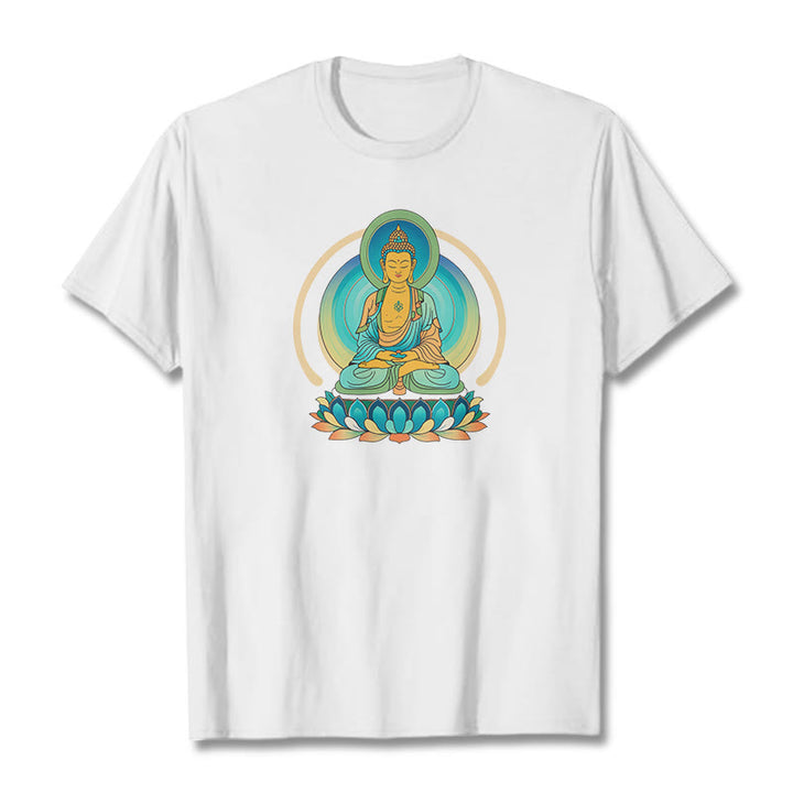 Camiseta de Buda con piedras de loto - Blanco - 2XL - image 3