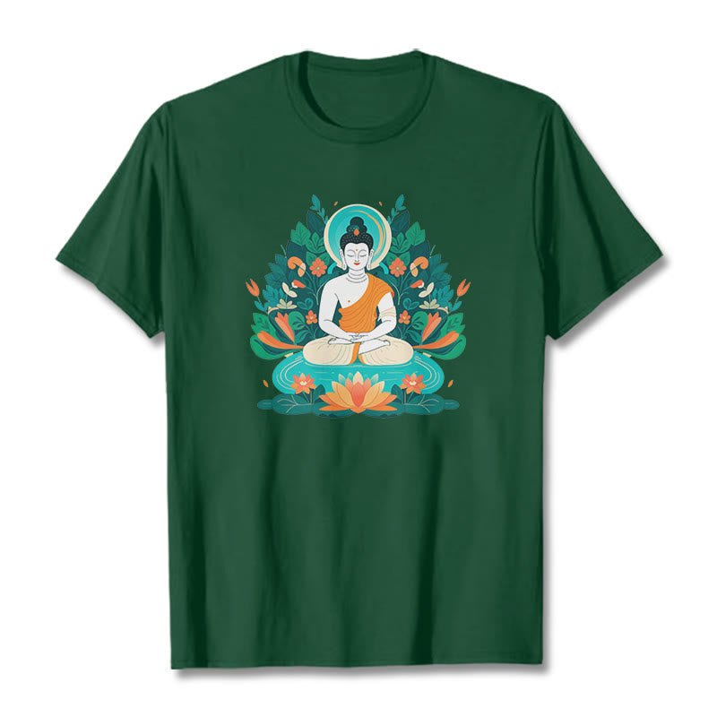 	 piedras Buda flor hierba loto bodhisattva camiseta camiseta - Verde bosque - 2XL - image 0