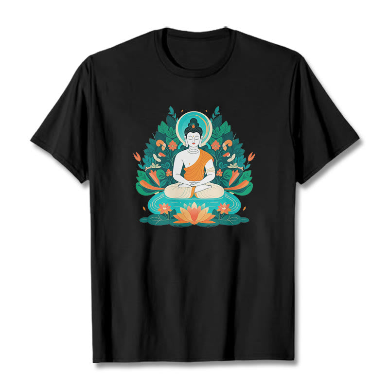 	 piedras Buda flor hierba loto bodhisattva camiseta camiseta - Negro - 2XL - image 6