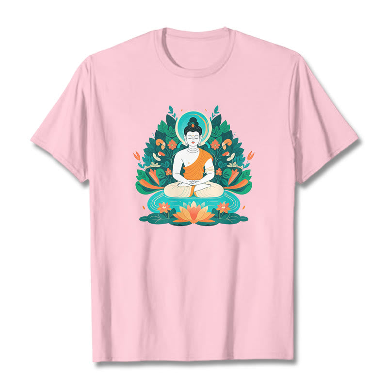 	 piedras Buda flor hierba loto bodhisattva camiseta camiseta - Rosa claro - 2XL - image 12