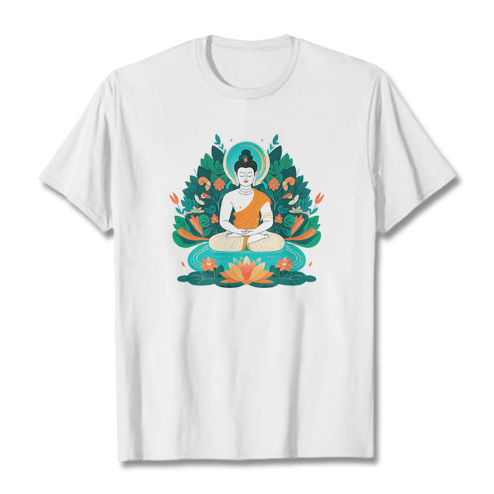 	 piedras Buda flor hierba loto bodhisattva camiseta camiseta - Blanco - 2XL - image 2