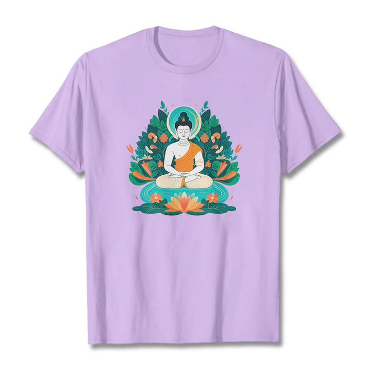 	 piedras Buda flor hierba loto bodhisattva camiseta camiseta - Ciruela - 2XL - image 15