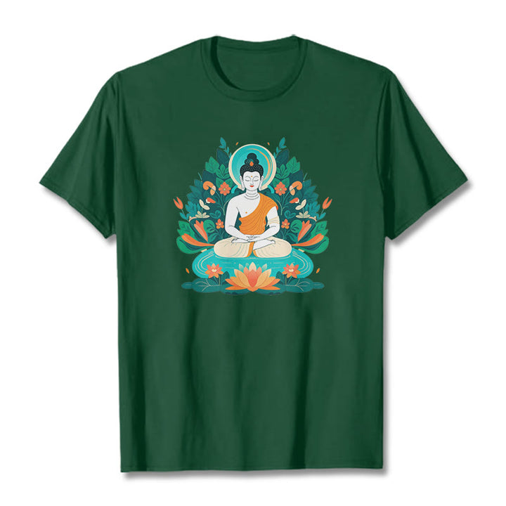 	 piedras Buda flor hierba loto bodhisattva camiseta camiseta - Verde bosque - 2XL - image 1