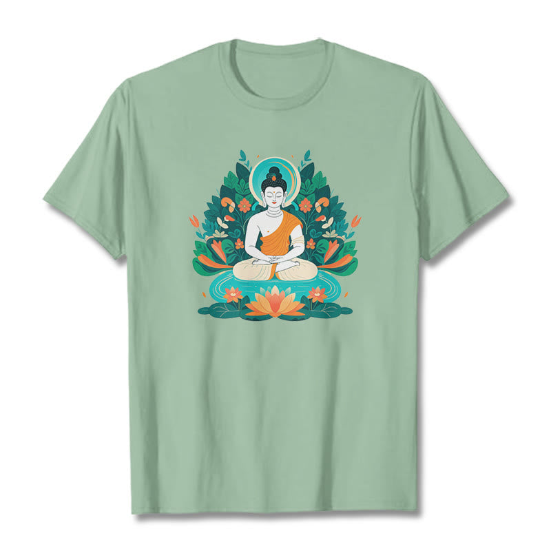 	 piedras Buda flor hierba loto bodhisattva camiseta camiseta - Verde pálido - 2XL - image 13