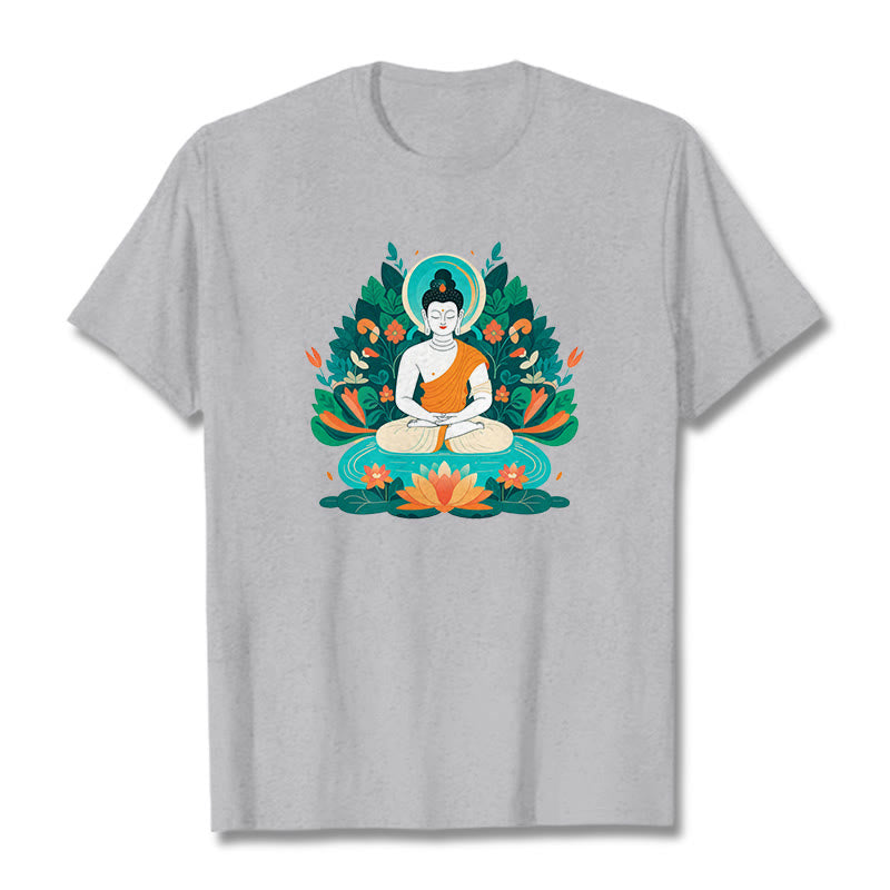 	 piedras Buda flor hierba loto bodhisattva camiseta camiseta - Gris claro - 2XL - image 19