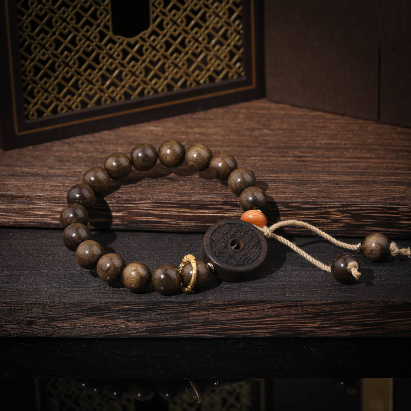 Piedras de Buda Madera de Ébano Fantasmas de Montaña Pulsera de Equilibrio Gasta Dinero