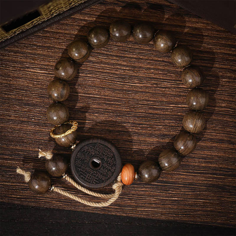 Piedras de Buda Madera de Ébano Fantasmas de Montaña Pulsera de Equilibrio Gasta Dinero