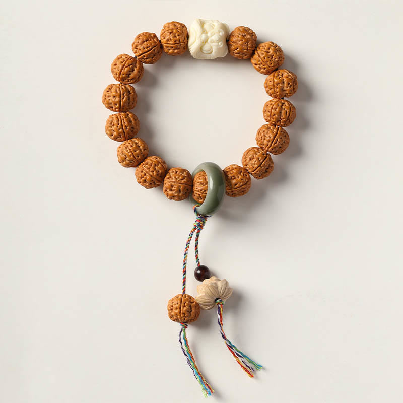 Piedras de Buda Semilla de Bodhi Pulsera de Riqueza con Cuentas Dzi de Tres Ojos Encanto de Mano de Buda