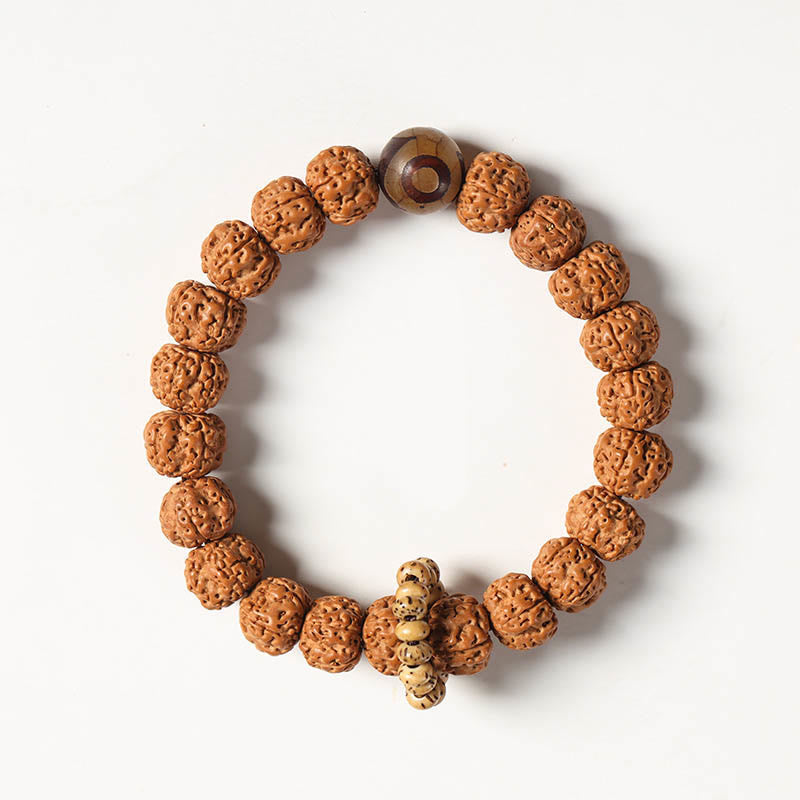 Piedras de Buda Semilla de Bodhi Pulsera de Riqueza con Cuentas Dzi de Tres Ojos Encanto de Mano de Buda