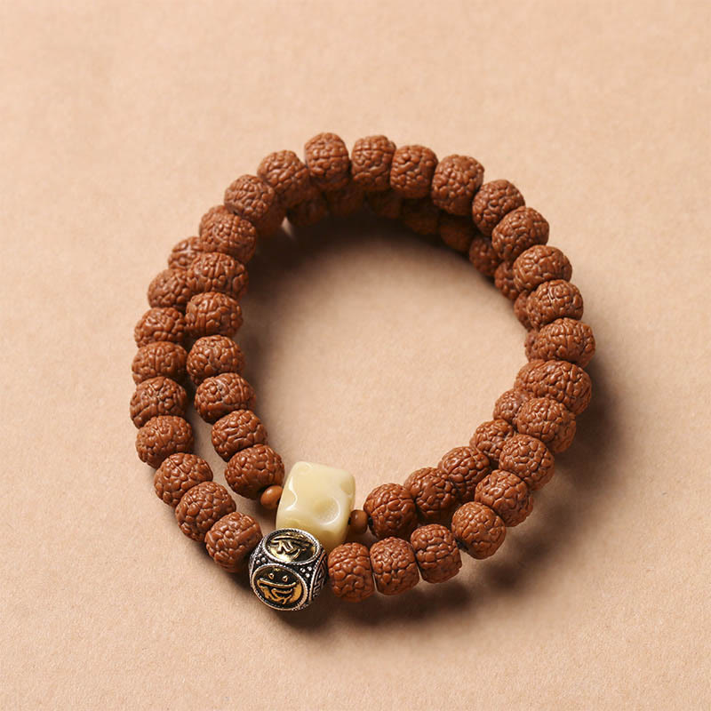 Piedras de Buda Semilla de Bodhi Pulsera de Riqueza con Cuentas Dzi de Tres Ojos Encanto de Mano de Buda