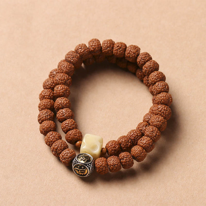 Piedras de Buda Semilla de Bodhi Pulsera de Riqueza con Cuentas Dzi de Tres Ojos Encanto de Mano de Buda