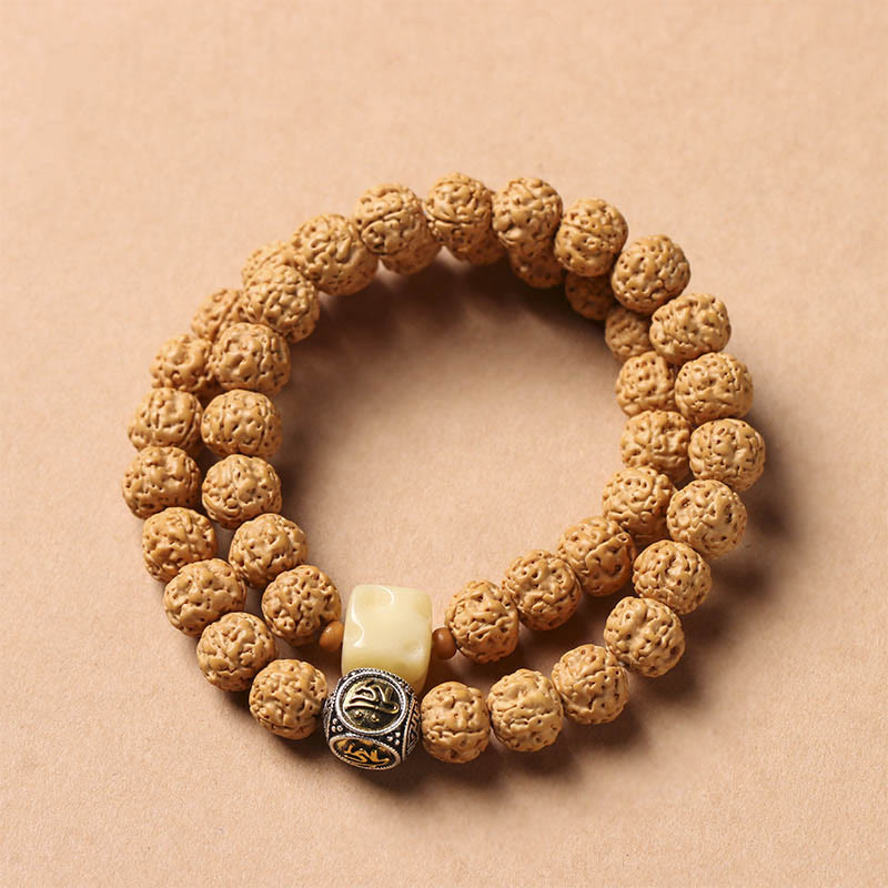 Piedras de Buda Semilla de Bodhi Pulsera de Riqueza con Cuentas Dzi de Tres Ojos Encanto de Mano de Buda