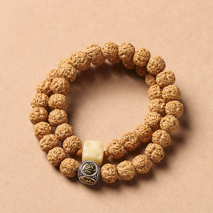 Piedras de Buda Semilla de Bodhi Pulsera de Riqueza con Cuentas Dzi de Tres Ojos Encanto de Mano de Buda